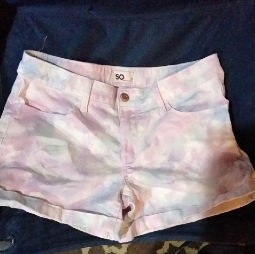 SO Women's Pastel Tie-Dye Jean Shorts